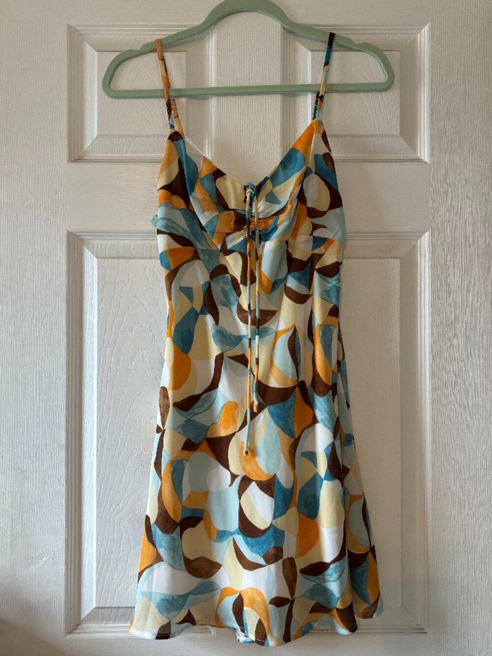 Abercrombie cinch front slip mini dress size medium- geometric pattern